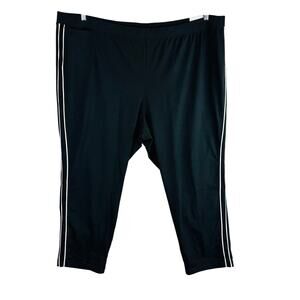 New Catherines Womans 5X Plus 34/36W Pull on Pants Black Straight Leg Stripe NWT